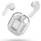 RG Wireless LED Display in Ear TWS Earphone Crystal Transparent Bluetooth Headphones Touch Control Sports Headset (Blue)