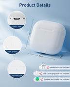 Wireless Charging Case Replacement Compatible for AirPods 4th Generation, Air Pod 4 Charger Case with Bluetooth Pairing Sync Button Without Earbuds(USB-C)