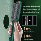 Professional Electric Hair Straightener Brush Heated Comb Straight & Curly Styling Tool