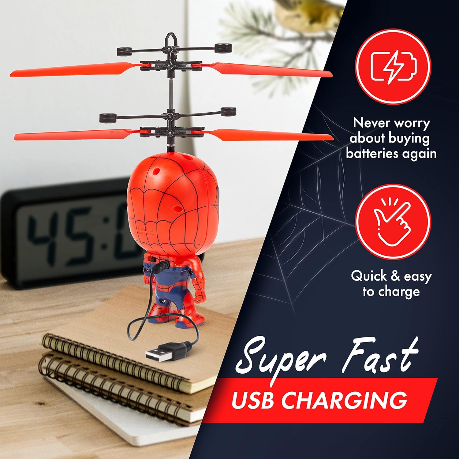 Rechargeable Spiderman Flying Ball for Kids || Rechargeable Light up Ball Drone for Indoor and Outdoor Game